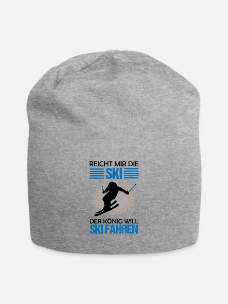 Skifahren Skifahrer Geschenk Lustiger Spruch - Jersey-Beanie - Grau meliert