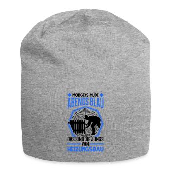 Morgens Müde Abends blau Heizungsbau Heizungsbauer - Jersey-Beanie - Grau meliert - Vorne