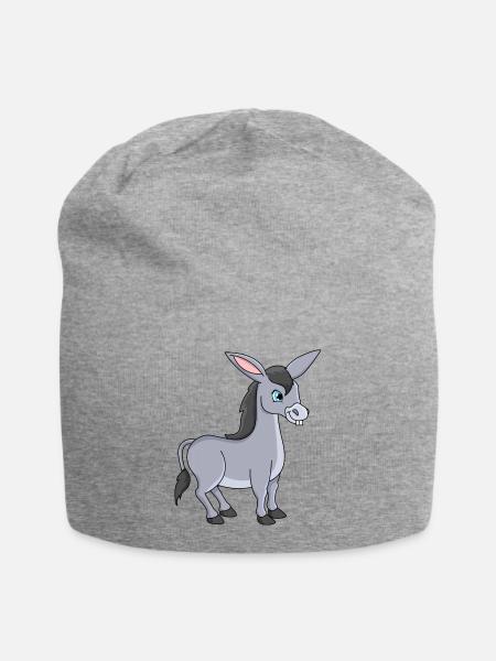 Esel Cartoon - Jersey-Beanie - Grau meliert