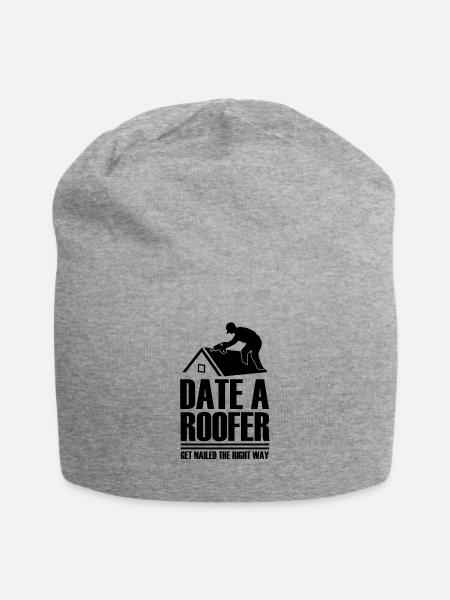 Date Roofer Get Nailed Properly - Jersey Beanie - heather grey