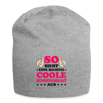 Reinigungskraft Spruch Haushalt Putzfrau Geschenk - Jersey-Beanie - Grau meliert - Vorne