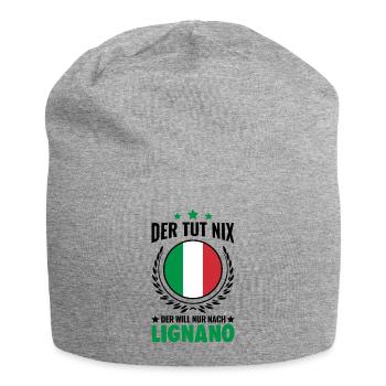 Der tut nix Der will nur nach Lignano Italien - Jersey-Beanie - Grau meliert - Vorne