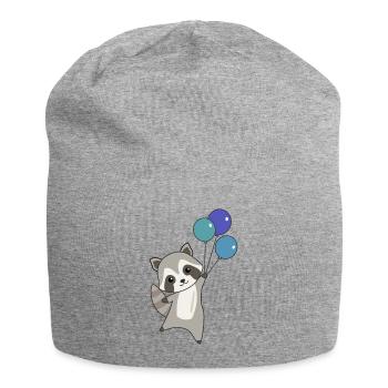 Raccoon flies balloons top cute animals for children - Jersey Beanie - heather grey - Front