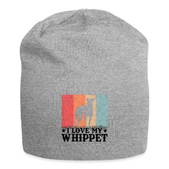J'aime mon chien Whippet Greyhound Retro - Bonnet en jersey - gris chiné - Devant