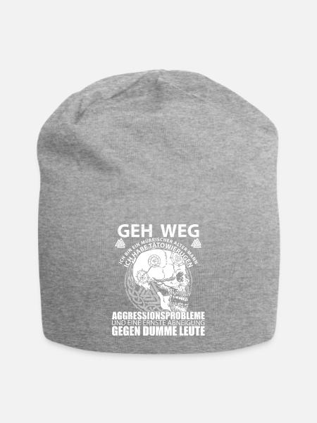 geh weg ich bin ein mürrischer alter Mann Geschenk - Jersey-Beanie - Grau meliert