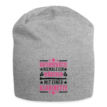 Klarinette Mädchen Klarinettenspieler Klarinettist - Jersey-Beanie - Grau meliert - Vorne