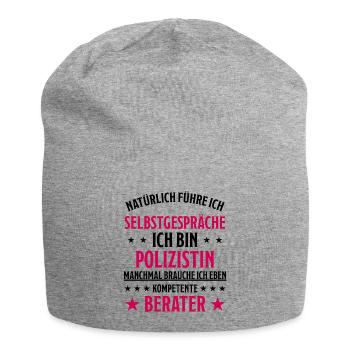 Polizistin Lustiger Spruch Polizei Beruf Geschenk - Jersey-Beanie - Grau meliert - Vorne