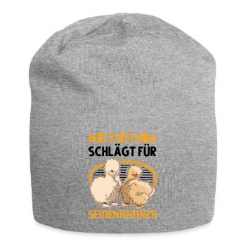 Mein Herz schlägt für Seidenhühner Seidenhuhn - Jersey-Beanie - Grau meliert - Vorne