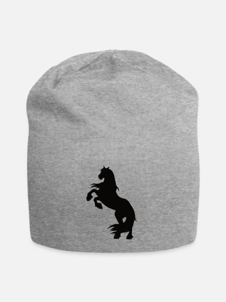 steigendes Friesen Pferd - Jersey-Beanie - Grau meliert