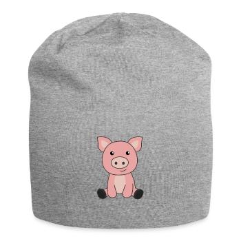 Schwein Schweinchen Ferkel Schlamm - Jersey-Beanie - Grau meliert - Vorne