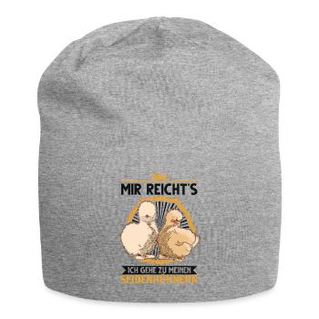 Seidenhuhn Silkie Huhn Seidenhühner Geschenk - Jersey-Beanie - Grau meliert - Vorne