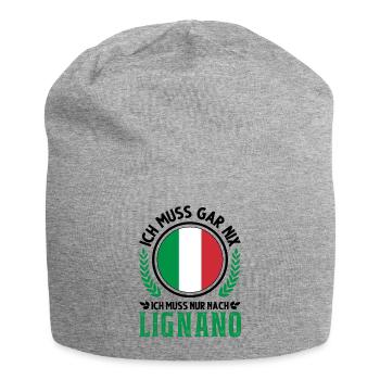 Lignano Italien Urlaub Reise Geschenk - Jersey-Beanie - Grau meliert - Vorne