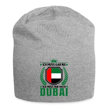 Ich muss gar nix Ich muss nur nach Dubai VAE - Jersey-Beanie - Grau meliert - Vorne
