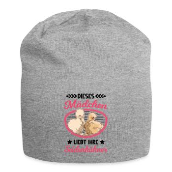 Dieses Mädchen liebt ihre Seidenhühner Seidenhuhn - Jersey-Beanie - Grau meliert - Vorne