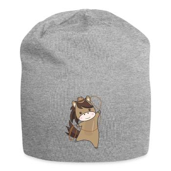 Cowboy Pferd Pferde Rinder Lasso Western - Jersey-Beanie - Grau meliert - Vorne