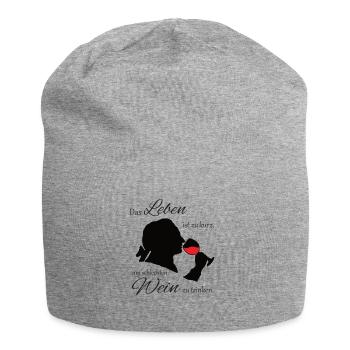 Goethe Wein Vino Leben genießen - Jersey-Beanie - Grau meliert - Vorne
