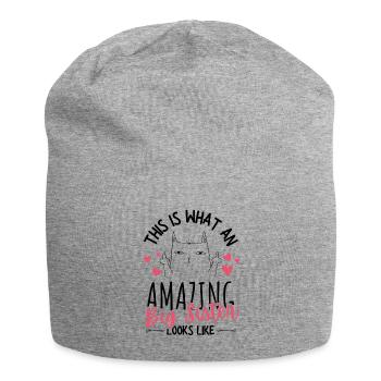 Große Schwester Katze Mittelfinger Schwangerschaft - Jersey-Beanie - Grau meliert - Vorne