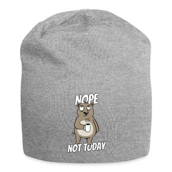 Nope Not today Bear Drink Coffee Brown Bear Morning - Jersey Beanie - heather grey - Front