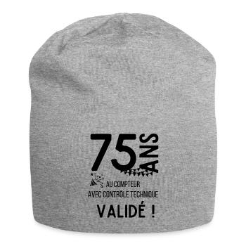Anniversaire 75 ans cadeau humour - Bonnet en jersey - gris chiné - Devant