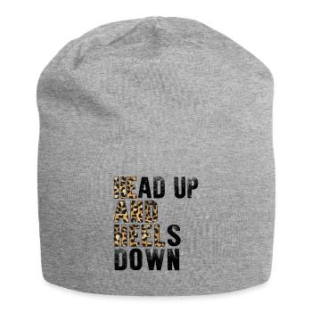 Horse Riding Shirt, Head Up Heels Down, Funny - Jersey Beanie - heather grey - Front