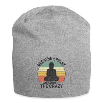 Breathe Relax & Accept Crazy Yoga Meditation - Jersey Beanie - heather grey - Front