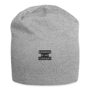 Running - running is my therapy - Jersey Beanie - heather grey - Front