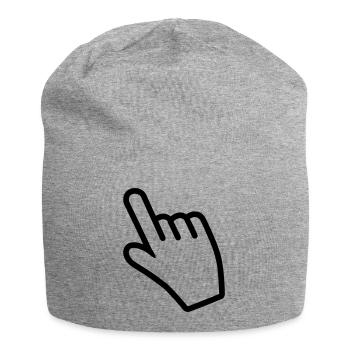 Hand zeigt mit dem Zeigefinger auf etwas - Jersey-Beanie - Grau meliert - Vorne