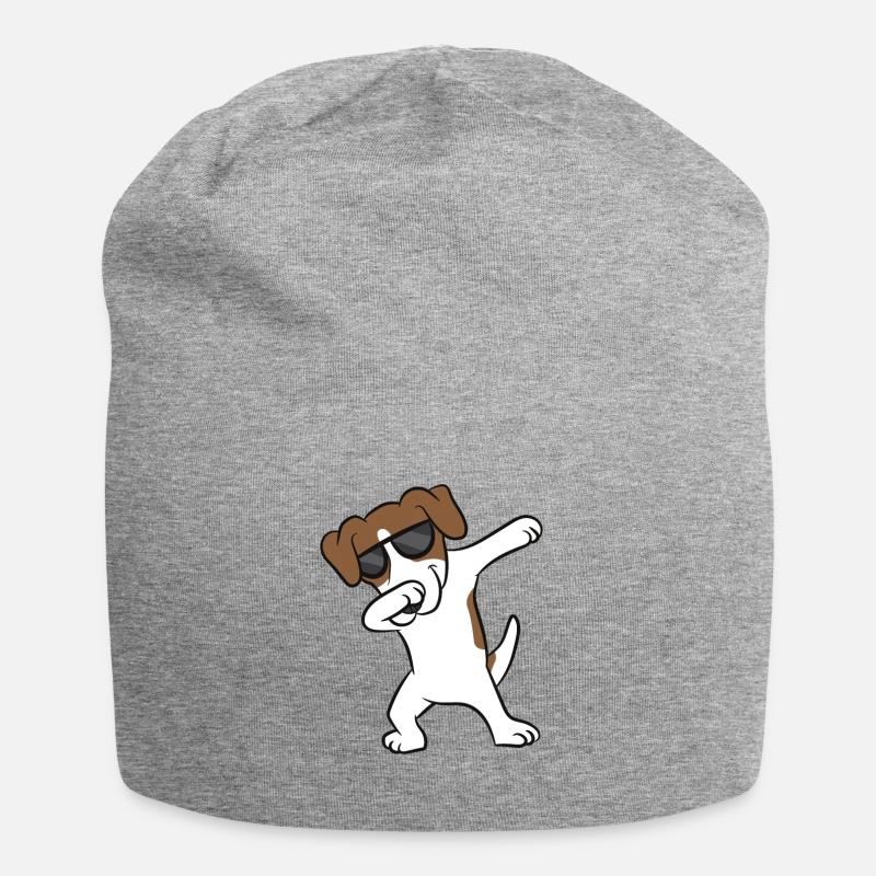 Jack Russell Dabbing Mignon Jack Russell - Bonnet en jersey - gris chiné