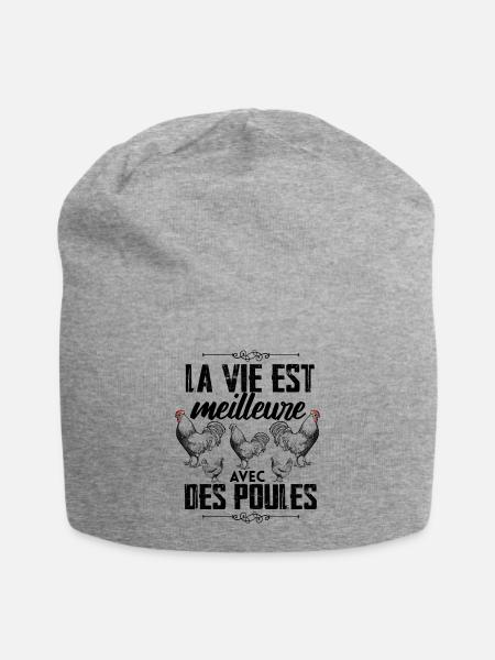 La Vie Est Meilleure Avec Mes Poules Cadeau - Bonnet en jersey - gris chiné
