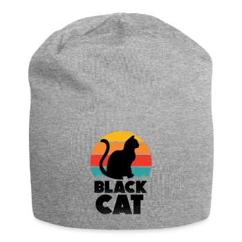 Schwarze Katze - Jersey-Beanie - Grau meliert - Vorne