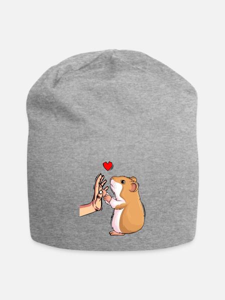 Hamster Liebe Mädchen Kinder Damen - Jersey-Beanie - Grau meliert