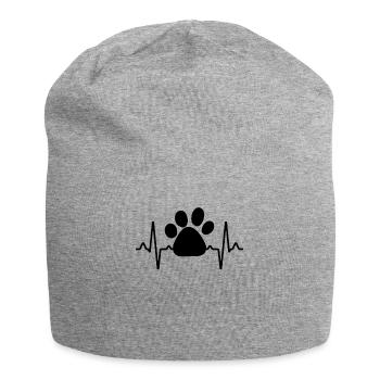 Dog Paw Heartbeat - Jersey Beanie - heather grey - Front