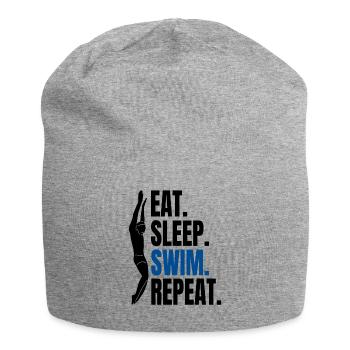 Eat Sleep Swim Repeat - Schwimmen Schwimmer - Jersey-Beanie - Grau meliert - Vorne