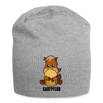 Saufpferd Pferd Pony Biertrinker Saufen Bier - Jersey-Beanie - Grau meliert - Vorne