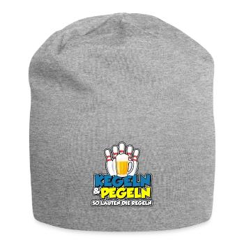 Kegeln & Pegeln - so lauten die Regeln - Jersey-Beanie - Grau meliert - Vorne