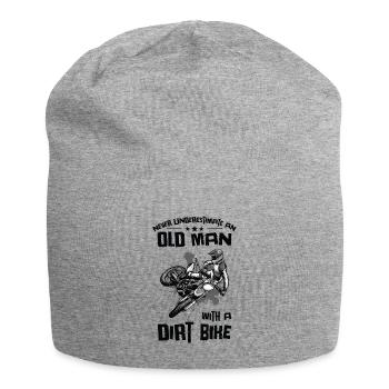 Never Underestimate Old Man Dirt Bike Motocross - Jersey Beanie - heather grey - Front