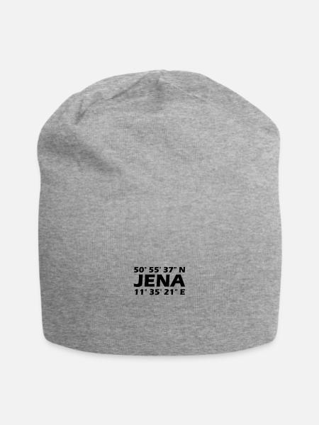 Jena Koordinaten - Jersey-Beanie - Grau meliert