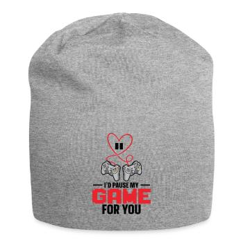 I'd Pause My Game For You Valentinstag Gaming - Jersey-Beanie - Grau meliert - Vorne