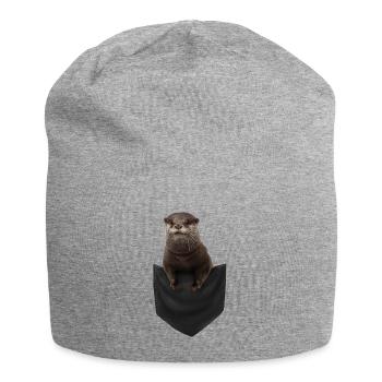 Niedliche OtterTasche peeking Tasche Cooles Meeressäugetier - Jersey-Beanie - Grau meliert - Vorne