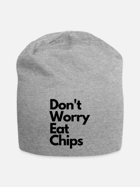 Don't Worry Eat Chips - Jersey-Beanie - Grau meliert