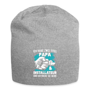 Installateur Papa Geschenk Heizungsbauer Klempner - Jersey-Beanie - Grau meliert - Vorne