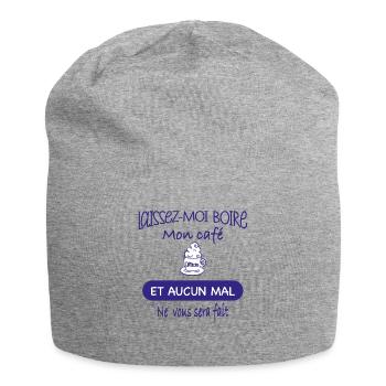 Café matin humour - Bonnet en jersey - gris chiné - Devant