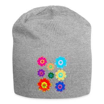Flower, flower tendril, flowers, floral, flowers, floral - Jersey Beanie - heather grey - Front