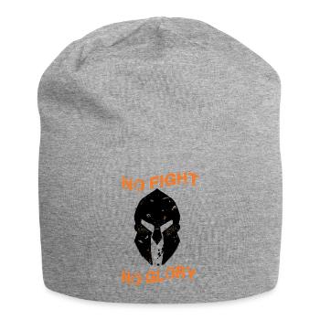 No Fight No Glory Sparta Spruch Spartanischer Helm - Jersey-Beanie - Grau meliert - Vorne