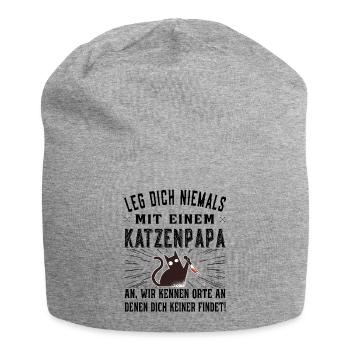 Leg dich niemals mit einem Katzenpapa an - Papa - Jersey-Beanie - Grau meliert - Vorne