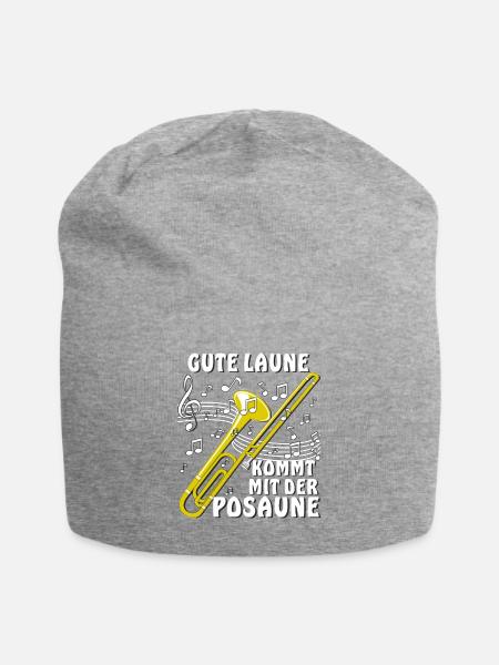 GUTE LAUNE KOMMT MIT DER POSAUNE - Jersey-Beanie - Grau meliert