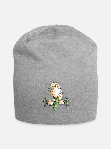 Winter Pferd I Pferdemotiv Fun - Jersey-Beanie - Grau meliert