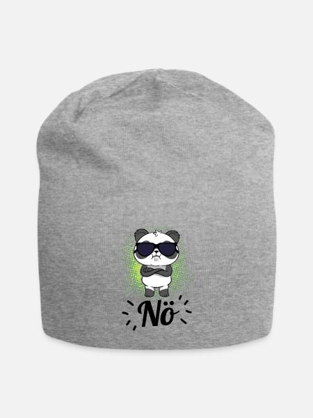 Nö - Panda Bär Cartoon Für Männer, Frauen und Kids - Jersey-Beanie - Grau meliert