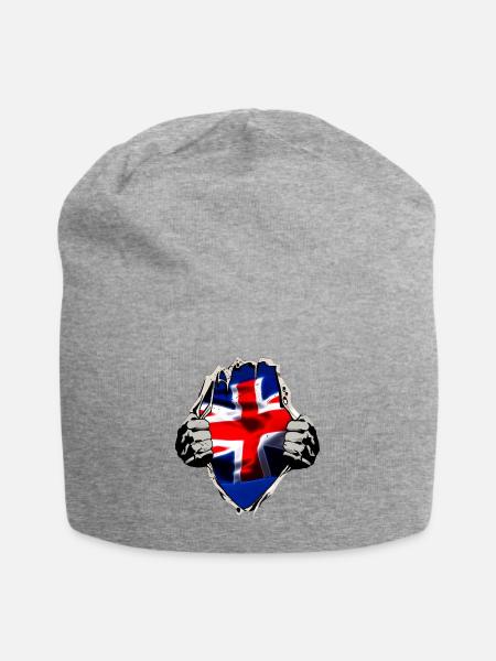 Britische Flagge unterm Shirt - Jersey-Beanie - Grau meliert