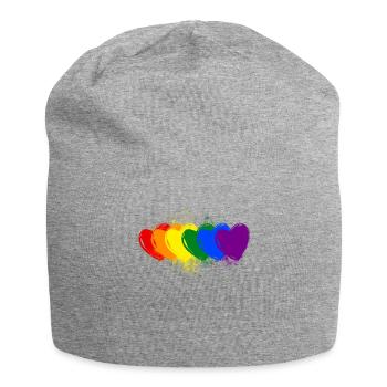 colourful hearts - Jersey Beanie - heather grey - Front